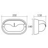 Aplique estanco oval de termoplástico y vidrio, orientación horizontal, 60W